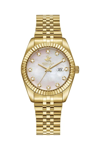 Reloj de cuarzo de acero, cerámica y nácar - Dorado y rosa