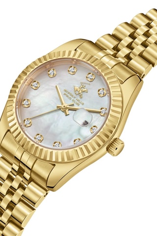 Reloj de cuarzo de acero, cerámica y nácar - Dorado y rosa