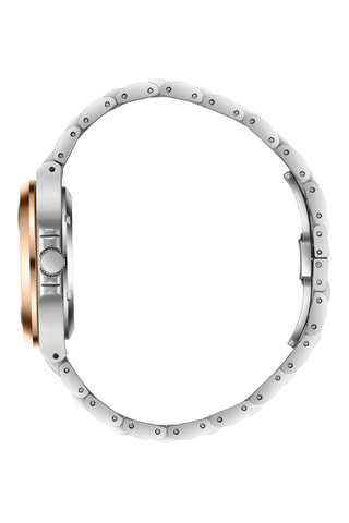 Reloj de cuarzo de metal, chapado en ion de oro rosa y cerámica