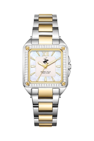 Reloj de cuarzo de acero, nácar y cerámica - Plateado y dorado