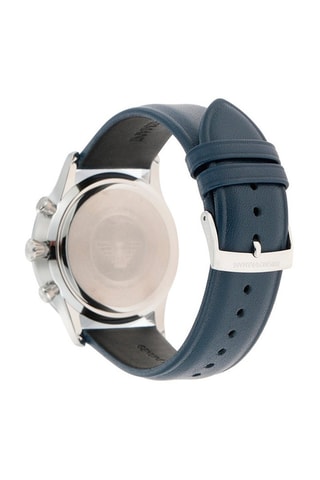 Reloj de cuarzo de piel Giovanni - Cronógrafo - Azul y plateado