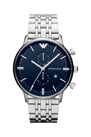 Reloj de cuarzo de acero - Plateado y azul marino
