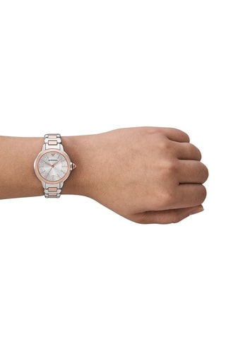 Reloj de cuarzo de acero - Plateado y rosa dorado