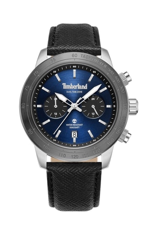 Reloj de cuarzo de piel - Taquímetro - Negro y plateado
