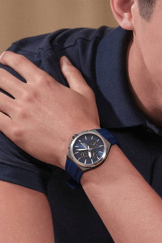 Reloj de cuarzo de silicona - Cronógrafo - Azul y plateado
