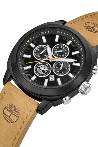 Reloj de cuarzo de piel - Cronógrafo - Beige y negro
