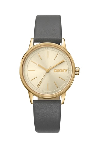 Reloj de cuarzo de piel - Gris y dorado