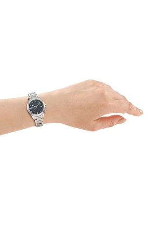 Reloj de cuarzo de acero - Plateado y negro