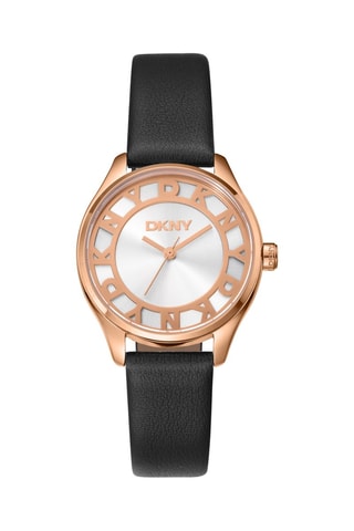 Reloj de cuarzo de piel - Negro y rosa dorado