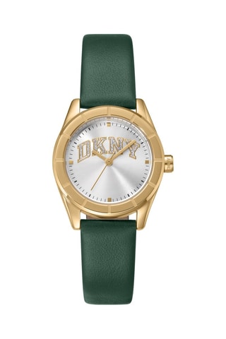 Reloj de cuarzo de piel - Verde y dorado