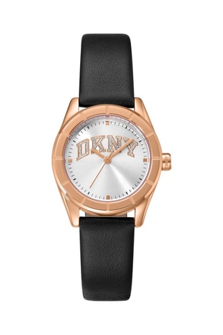 Reloj de cuarzo de piel - Negro y rosa dorado