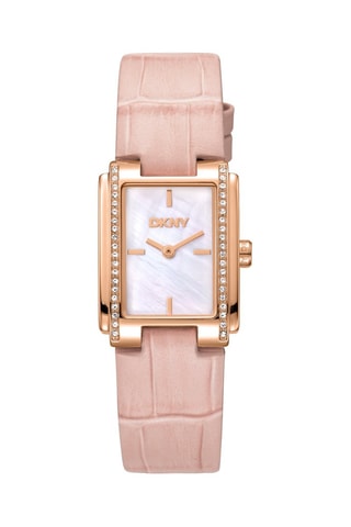 Reloj de cuarzo de piel - Rosa y rosa dorado