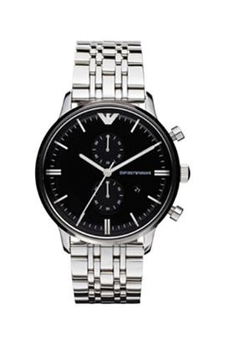 Reloj de cuarzo de acero - Cronógrafo - Plateado y negro