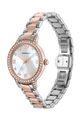 Reloj de cuarzo de acero - Rosa dorado y plateado