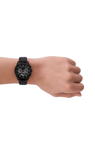 Reloj de cuarzo de piel - Cronógrafo - Negro