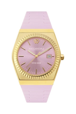 Reloj de cuarzo de silicona - Rosa y dorado