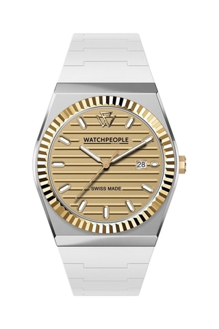 Reloj de cuarzo de silicona - Blanco y plateado