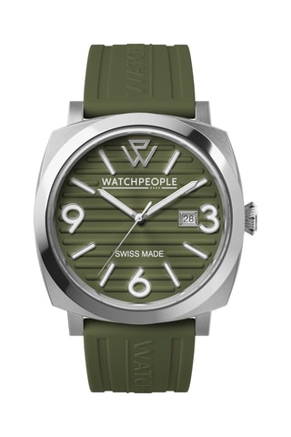 Reloj de cuarzo de silicona - Verde y plateado