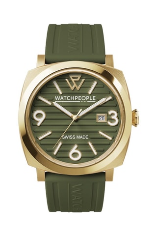 Reloj de cuarzo de silicona - Verde y dorado