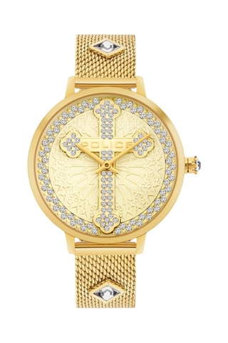 Reloj de cuarzo de acero y chapado en ion de oro amarillo Socotra