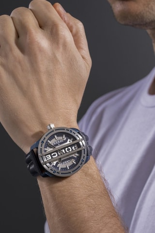 Reloj de cuarzo de piel - Plateado y azul