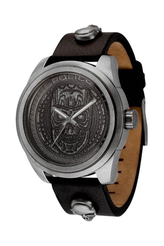 Reloj de cuarzo de piel - Negro y plateado