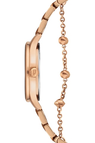 Reloj de cuarzo de acero - Rosa dorado y negro