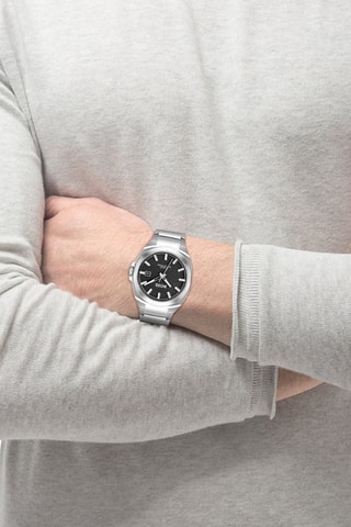Reloj de cuarzo de acero - Plateado y negro