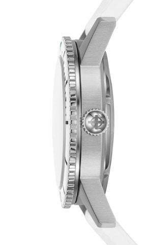 Reloj automático de caucho - Blanco y plateado