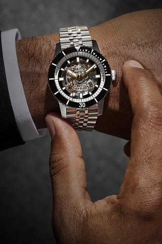 Reloj automático de acero - Plateado y negro