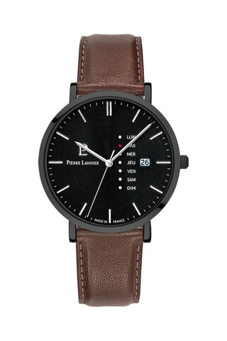Reloj de cuarzo de piel - Marrón y gris