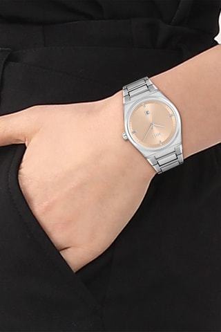 Reloj de cuarzo de acero - Plateado