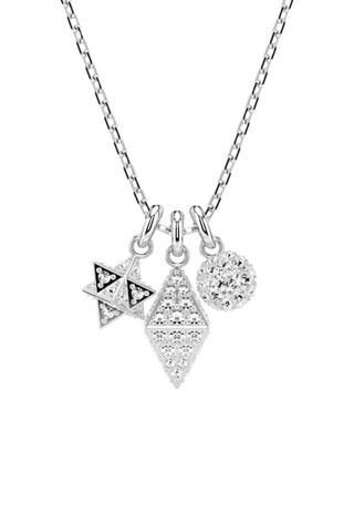 3 colgantes con cristales Swarovski - Plateado y blanco