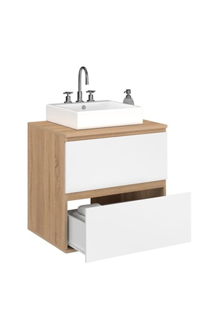 Meuble de salle de bain suspendu 2 tiroirs Tom - 60 x 60 x 45 cm