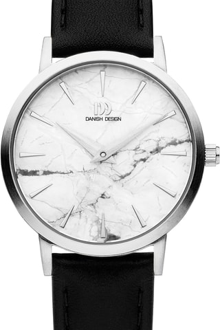 Reloj de cuarzo de piel Shanghai - Negro y plateado