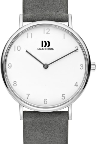 Reloj de cuarzo de piel Sydney - Gris y plateado