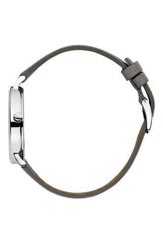 Reloj de cuarzo de piel Sydney - Gris y plateado
