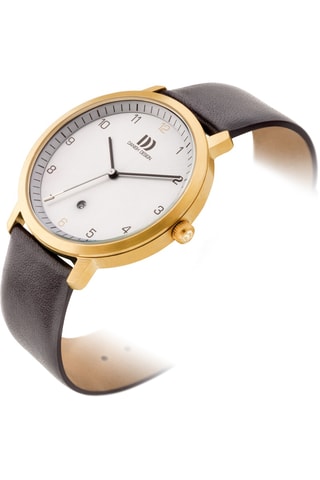Reloj de cuarzo de piel - Marrón y dorado