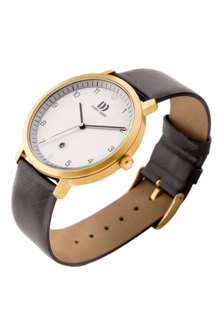 Reloj de cuarzo de piel - Marrón y dorado