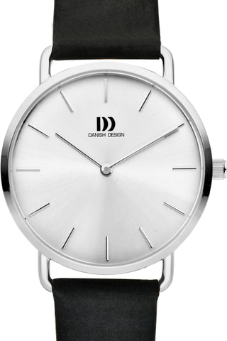 Reloj de cuarzo de piel Læsø - Negro y plateado