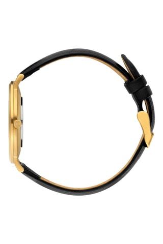 Reloj de cuarzo de piel Shanghai - Negro y dorado