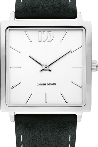 Reloj de cuarzo de piel Miami - Negro y plateado