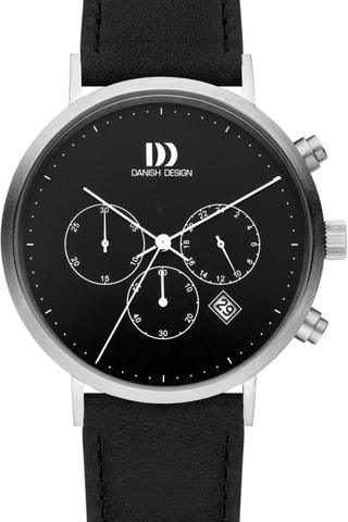 Reloj de cuarzo de piel Berlin - Cronógrafo - Negro y plateado