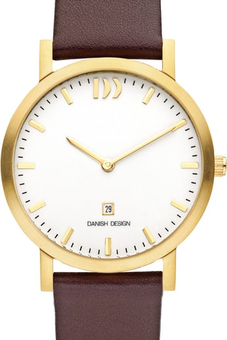 Reloj de cuarzo de piel - Marrón y dorado