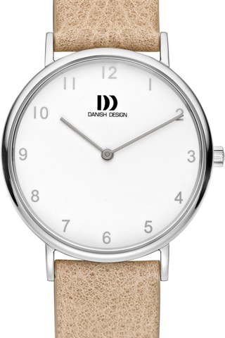 Reloj de cuarzo de piel Sydney - Beige y plateado