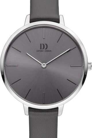 Reloj de cuarzo de piel - Gris y plateado