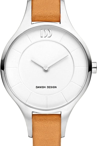 Reloj de cuarzo de piel - Camel y plateado
