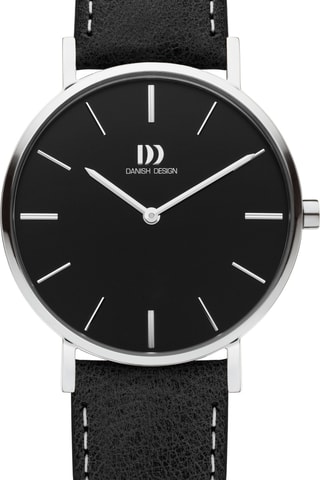 Reloj de cuarzo de piel Ærø - Negro y plateado