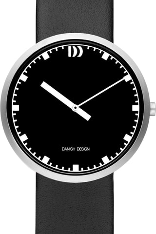 Reloj de cuarzo de piel Long Hour - Negro y plateado
