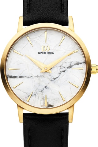 Reloj de cuarzo de piel Shanghai - Negro y dorado